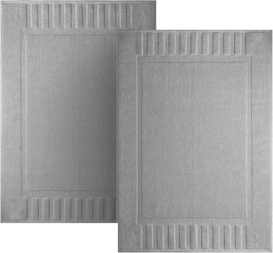 Bath Mat Set 2 Pack Light Grey - Absorbent Cotton Floor Towel for Shower Spa 22x34 Inches from PriceLows™
