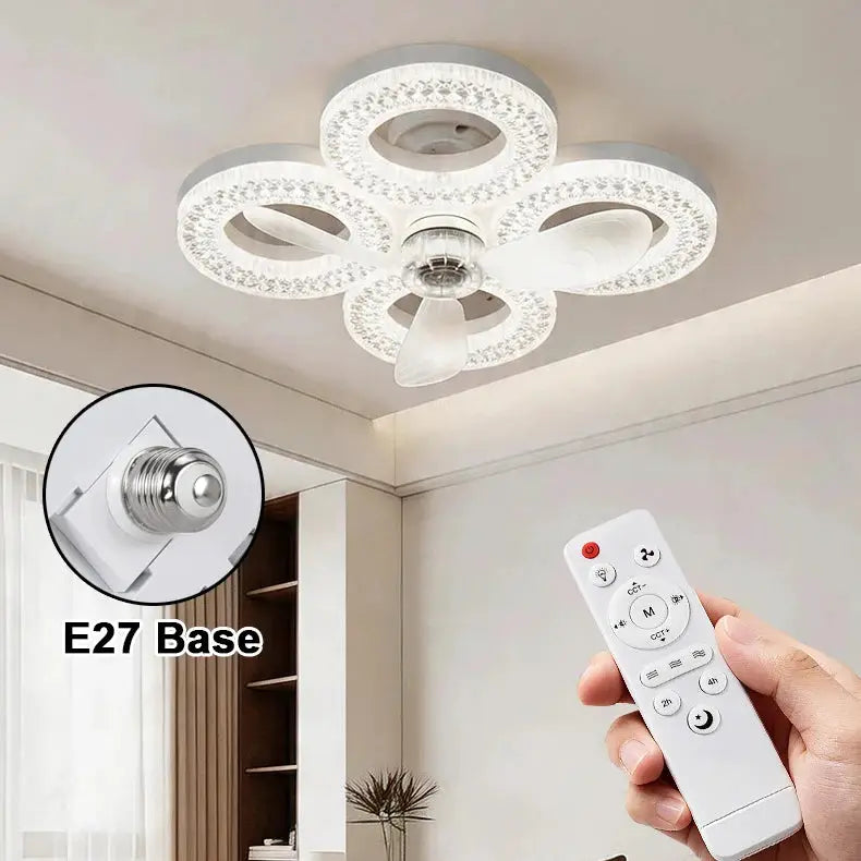 LED Ceiling Fan With Light | 30cm | 48W Dimmable E27 Socket | Remote, 3 Speeds