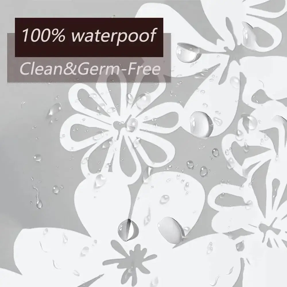1pc White Flower Shower Curtain Liner with Metal Grommets & Plastic Hooks, Plastic Transparent Bath Curtain Bathroom Decor from PriceLows™