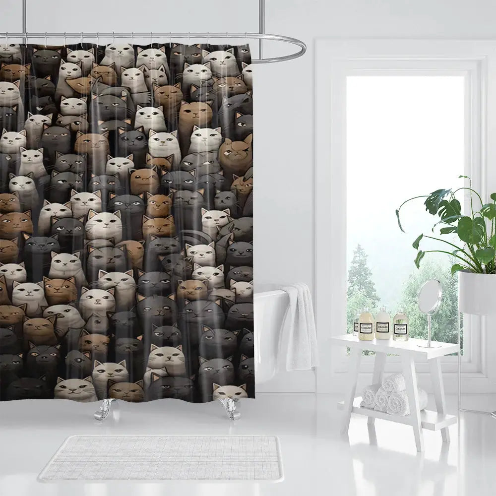 unframed Cat Printed Shower Curtain Color Cartoon Lovely Animal Bear Polyester Fabric Hanging Curtains Bathroom Bathtub Decor wi from PriceLows™
