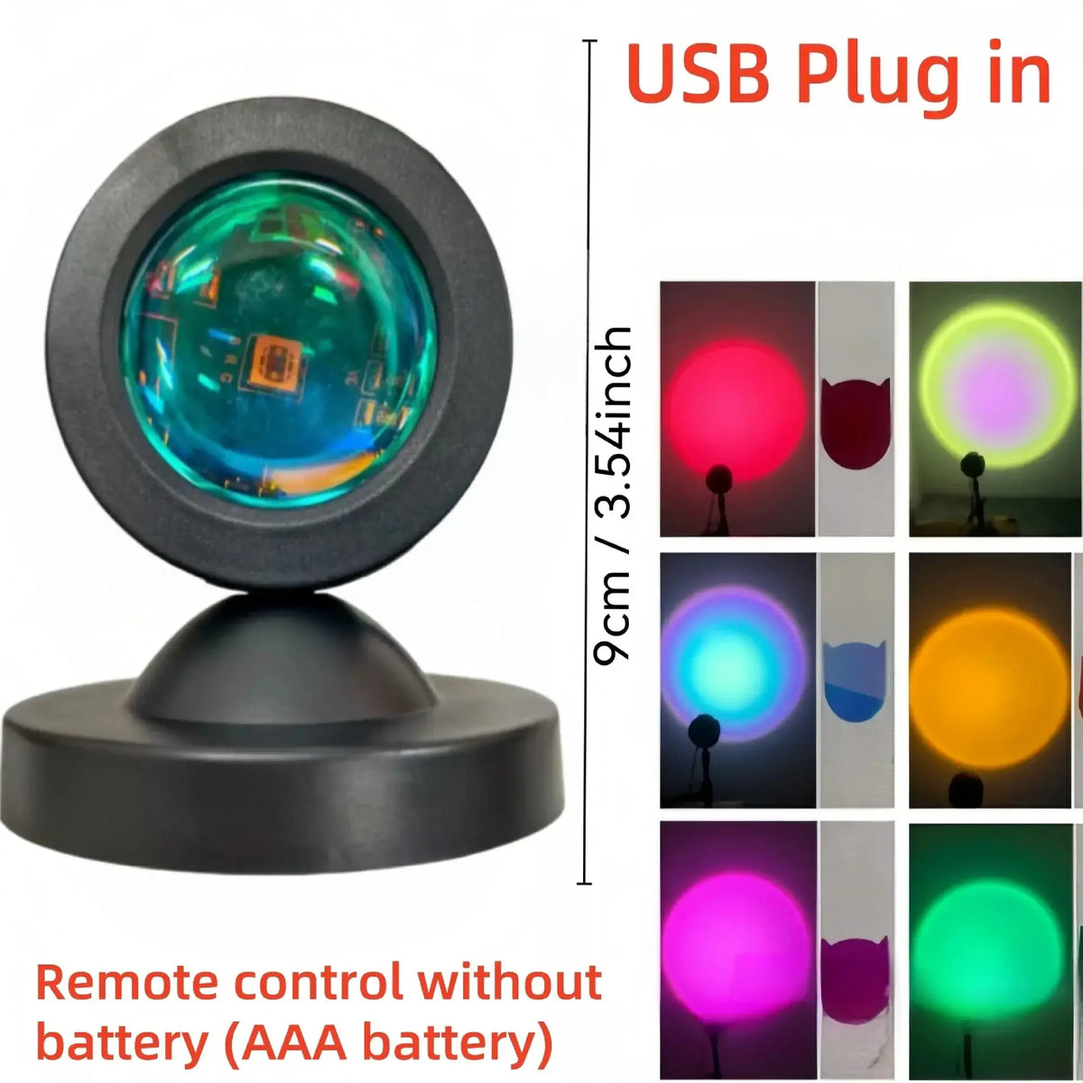 Sunset Projection Night Light | 16 Color Options | USB Remote | Moon Shape