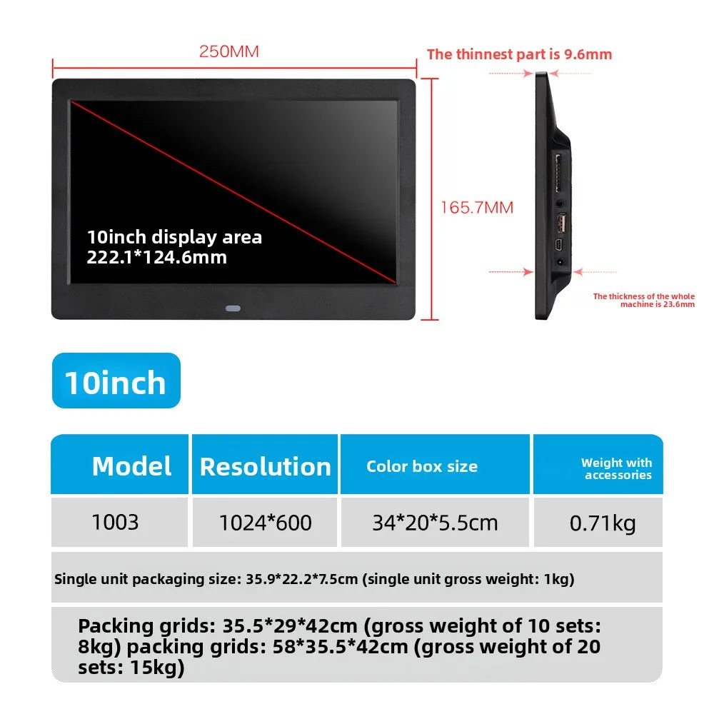 Smart Digital Photo Frame | WiFi Enabled | Video Playback, Calendar | Wall Mount