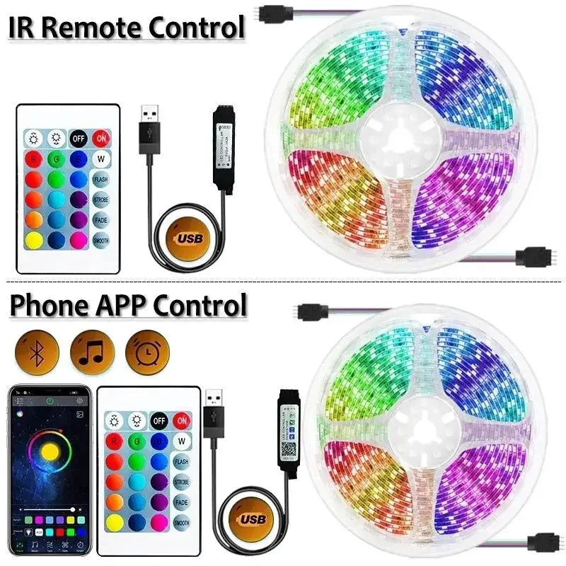 Tuya Wifi Led Strip Bluetooth Infrared 1-30M 5V USB Rgb Tape Work With Alexa Music Ribbon Flexible Christmas Decor Light Luce from PriceLows™