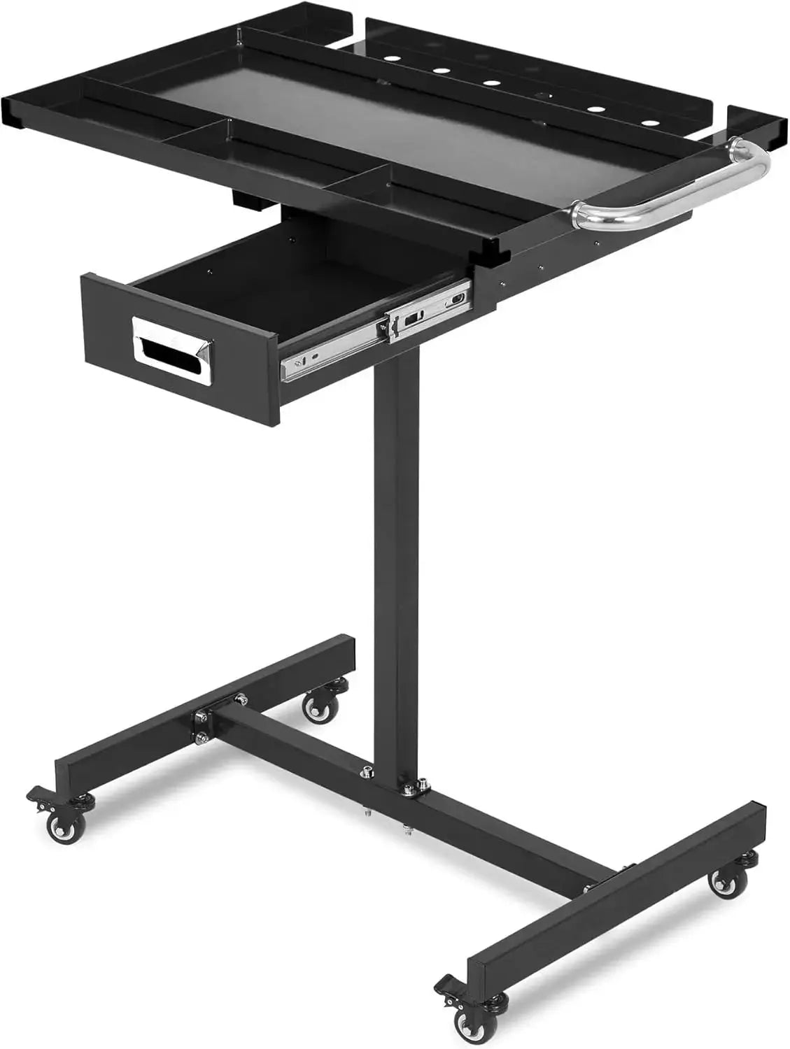 Mobile Work Table with Adjustable Height – 300Lbs Capacity Mechanic Rolling Tool Cart with Brakes for Garage Car Repair Shop from PriceLows™