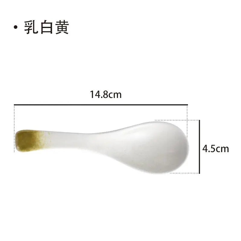 Ceramic Spoon Japanese Retro Bone China Green Black 14.5*4.5cm Rice Scoop Tableware Household Kitchen Supplies Dinnerware from PriceLows™