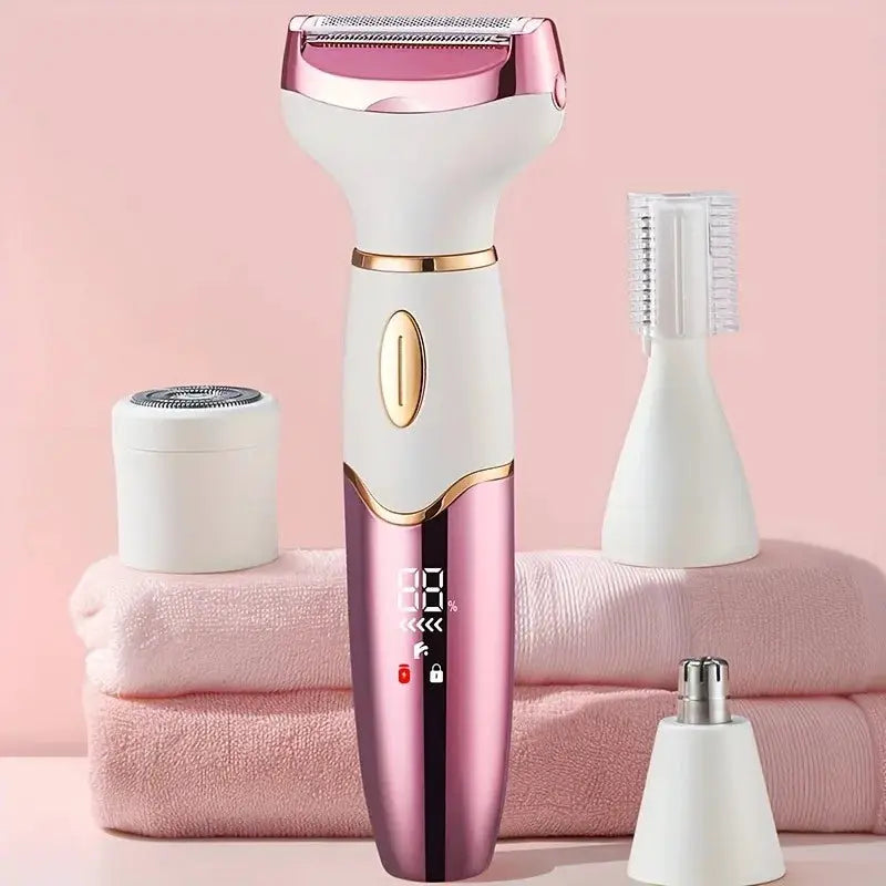 4 In 1 Electric Shaver | Disk Epilator | Metal Nozzles | Rechargeable