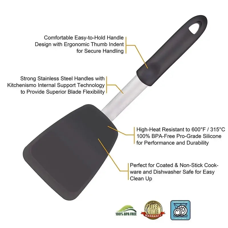 LMETJMA Silicone Turner Spatula Set Heat Resistant Extra Large Wide Flexible Spatulas Rubber Turners Cooking Utensils Set KC0144 from PriceLows™