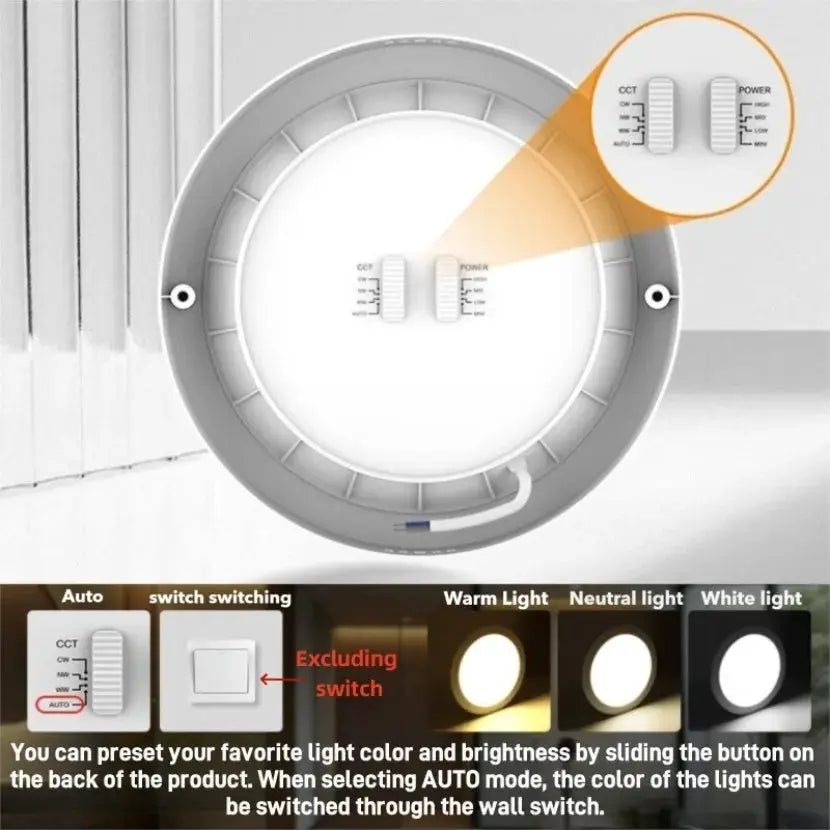 New Ultra-thin LED Ceiling Light CCT Button Dimming 3 Colors Panel Light Kitchen Bedroom Bathroom Highlight Round Ceiling Lamp from PriceLows™