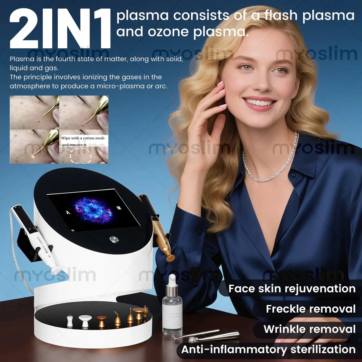 Plasma Facial Device | Ozone Gold Treatment | Skin Lifting And Spot Removal | Home Use