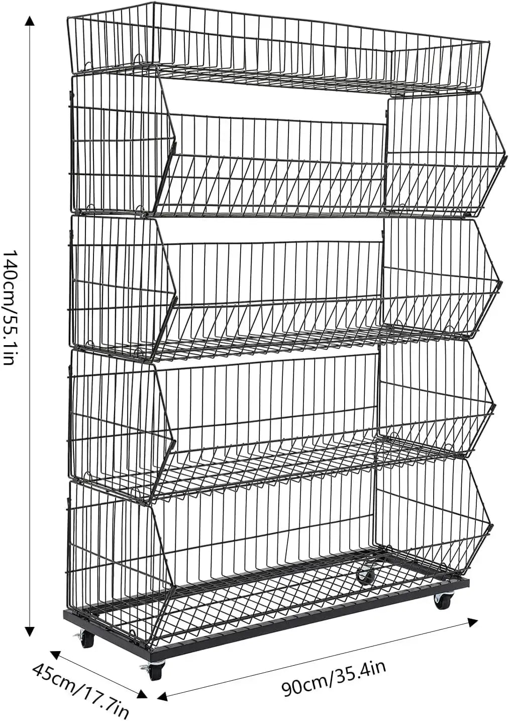 5 Tier Large Wire Metal Mobile Supermarket Storage Shelf,Fruit Vegetable Snack Supply Basket for Home Store Market from PriceLows™