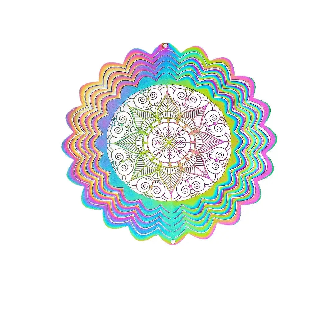 Colorful 3D Mandala Wind Spinner Flower Rotating Wind Chimes Suncatcher Flowing Whirling Visual Effect Yard Garden Hanging Decor from PriceLows™