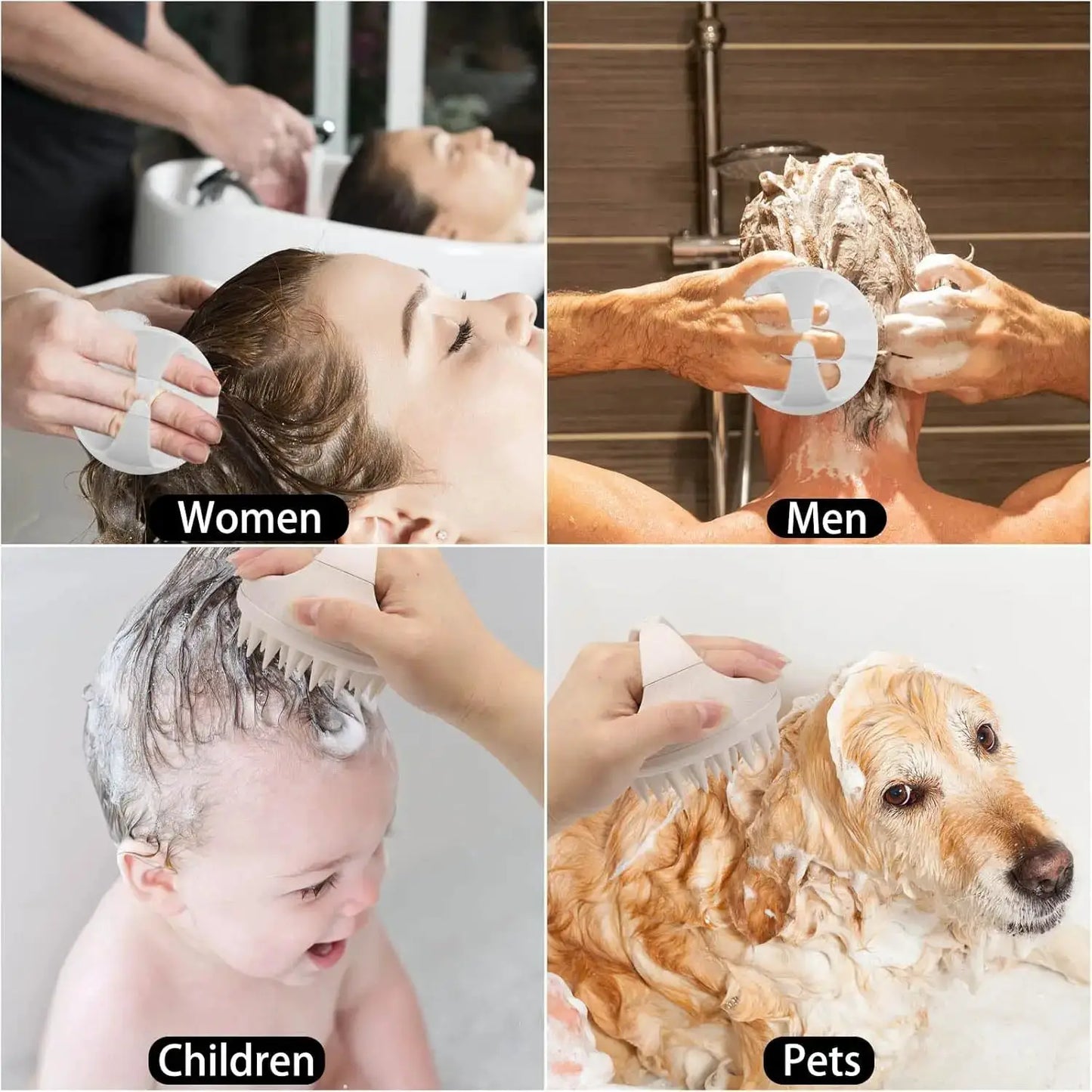Silicone Hair Scalp Massager Brush | Soft Bristles | Beige