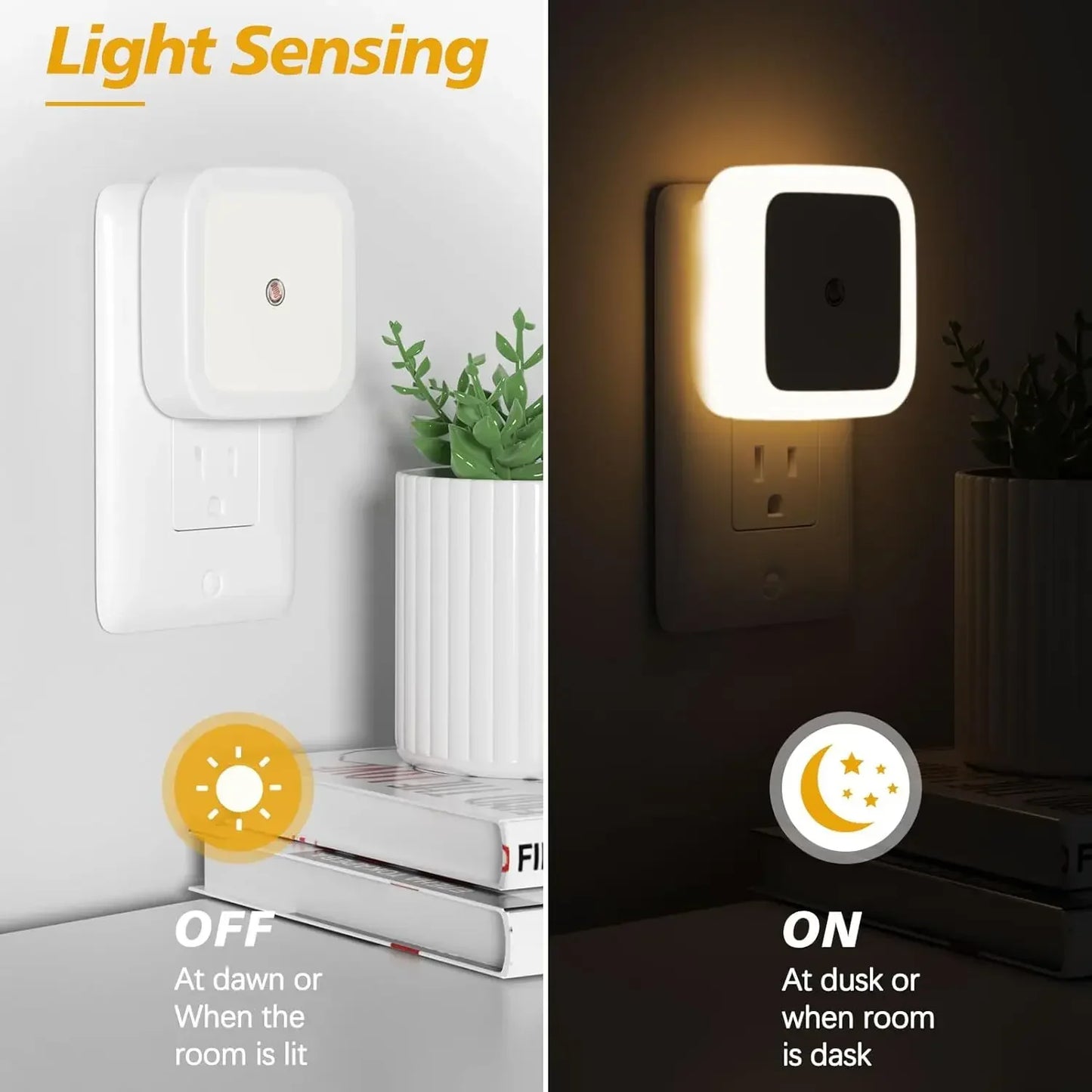 LED Night Light | Plug-In Wall | Dark Sensor Auto | 1-8 Pack