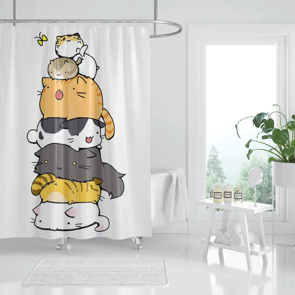 Animal Shower Curtain, Cartoon Cat Dog Bathtub Shower Cute Kids Boys Girls Bathroom Decorative Shower Curtains from PriceLows™