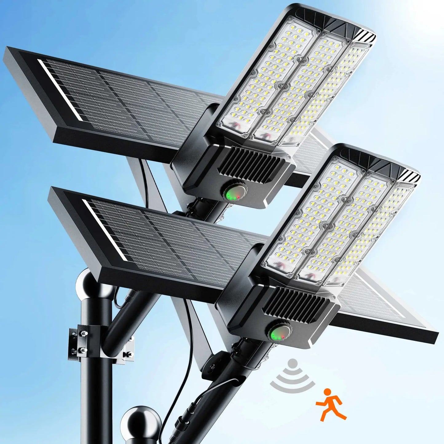 2-Pack 9000W 800000LM High Power Solar Street Lights Outdoor Commercial Light Durable Aluminum Housing Split Design with Mono Panel Dusk to Dawn IP66 Waterproof 3year-warranty Solar Security Light with Motion Sensor for yard from PriceLows™