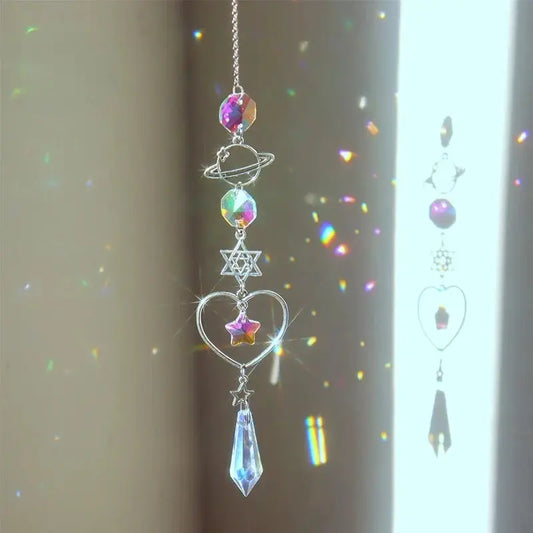 Crystal Wind Chime Moon Sun Catcher Diamond Prisms Pendant Dream Catcher Rainbow Chaser Hanging Drop Home Garden Decor Windchime from PriceLows™