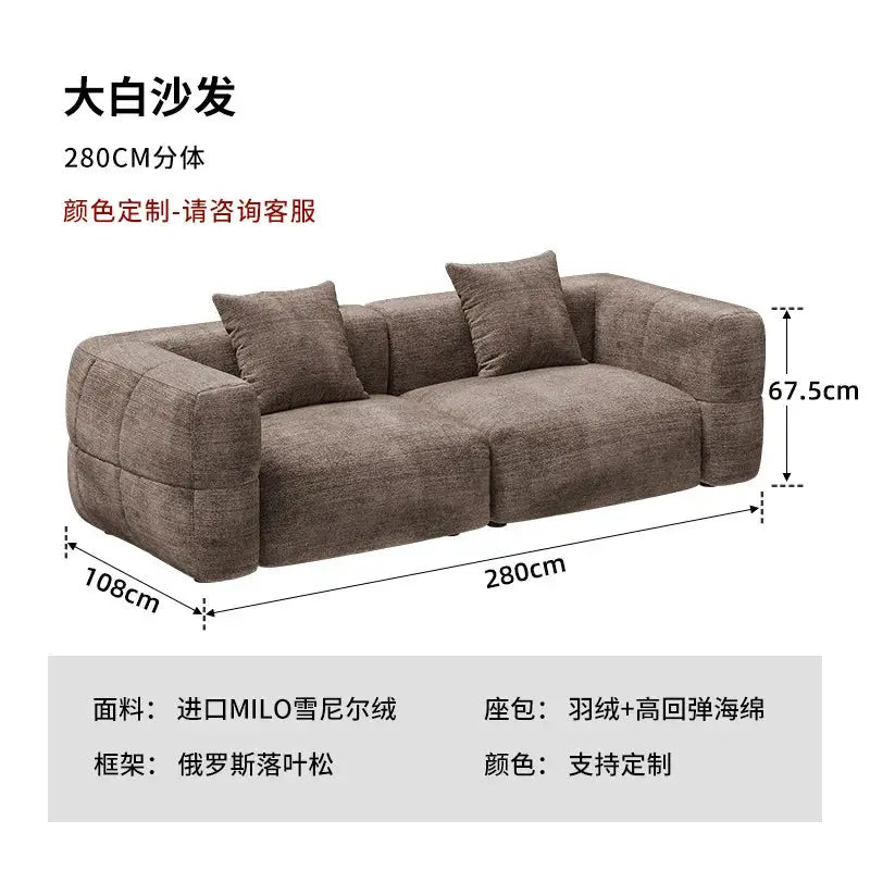 Mid-Century Sofa | White Fabric | Retro Cream Style | Small Living Room from PriceLows™
