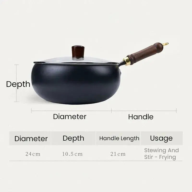 Cast Iron Skillet | 26 Cm Diameter | Induction Compatible | Glass Lid