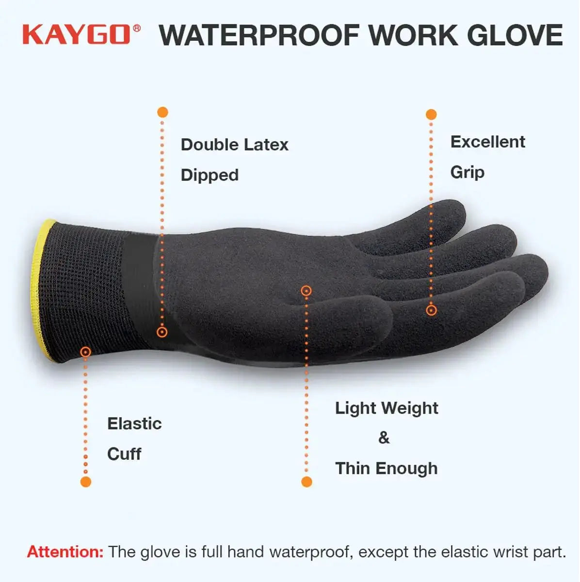 Waterproof Work Gloves, Rubber Coated Non-slip for Garden, Outdoor, Black, L from PriceLows™