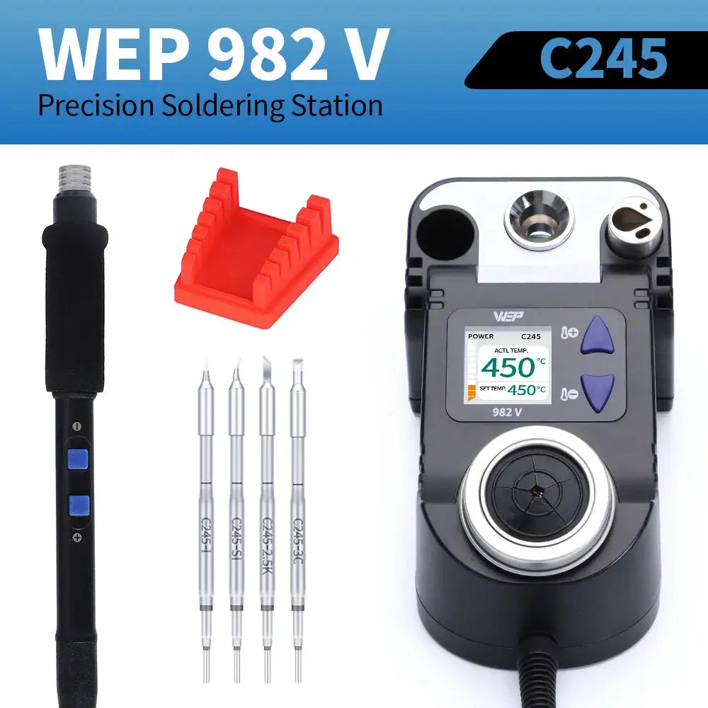 WEP 982-V Digital Electric Soldering Iron Kit C115 C210 C245 Precision Soldering Iron Soldering Station Small Rework Station from PriceLows™