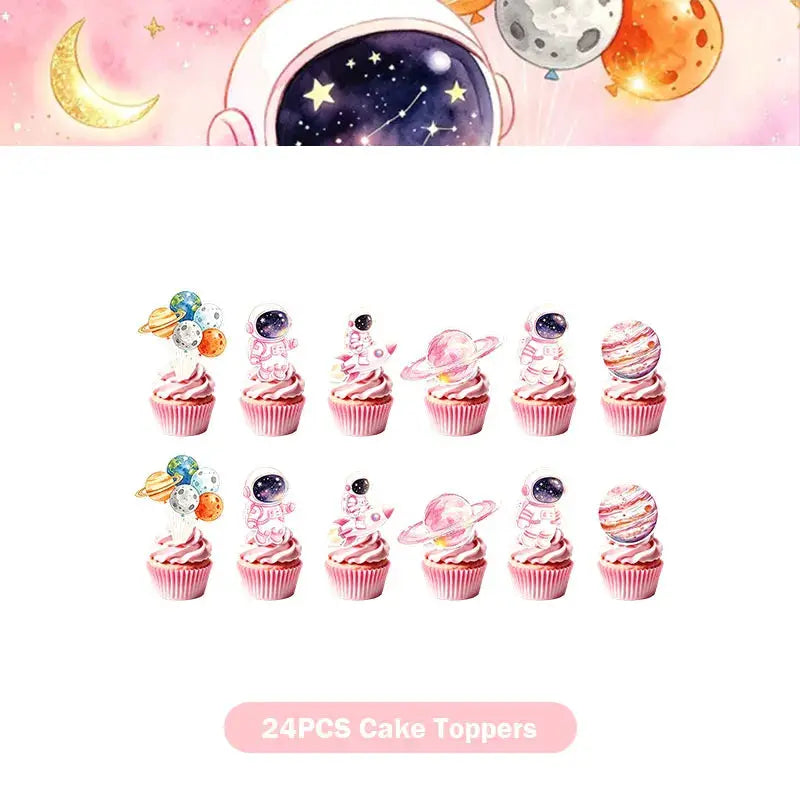Astronaut Birthday Party Set | 61 Pcs Cup Plates Tablecloth
