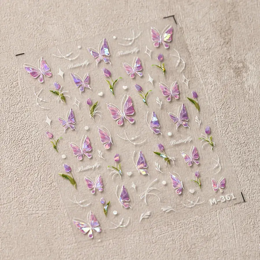 1Pcs 5D Embossed Aurora Butterfly Nail Art Stickers Self Adhesive Decals For Nails Decoration DIY 3D Acrylic Nail Supplies Parts from PriceLows™