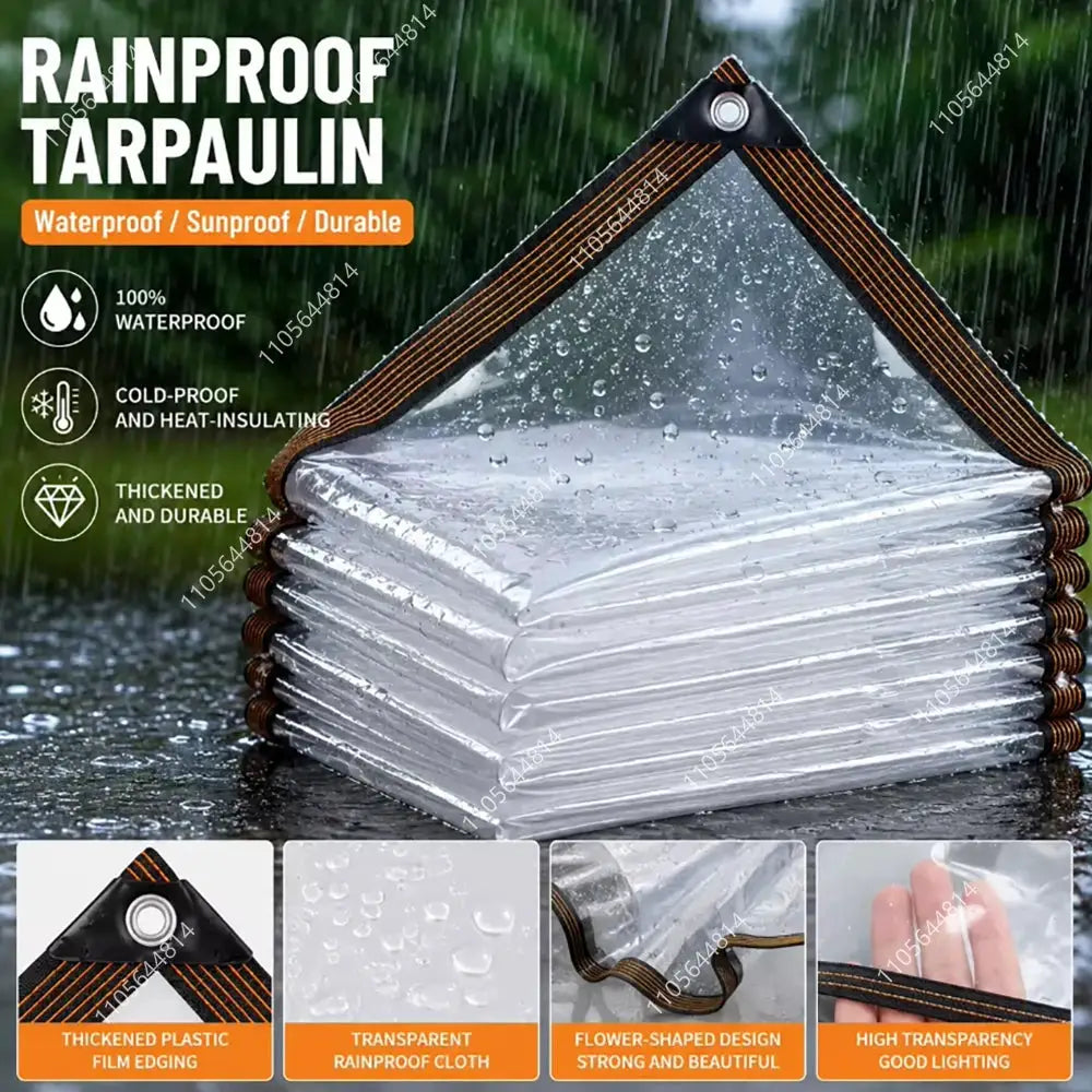 Clear Waterproof PE Tarpaulin | Reinforced Edges | High Transparency