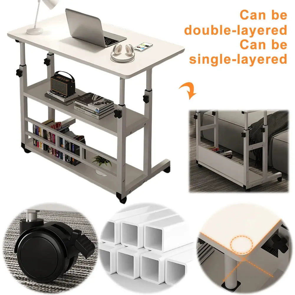 Height Adjustable Computer Desk Multi-Layer Storage Stand-up Workstation Height Adjustable Laptop Desk for Dormitory and Bedroom from PriceLows™