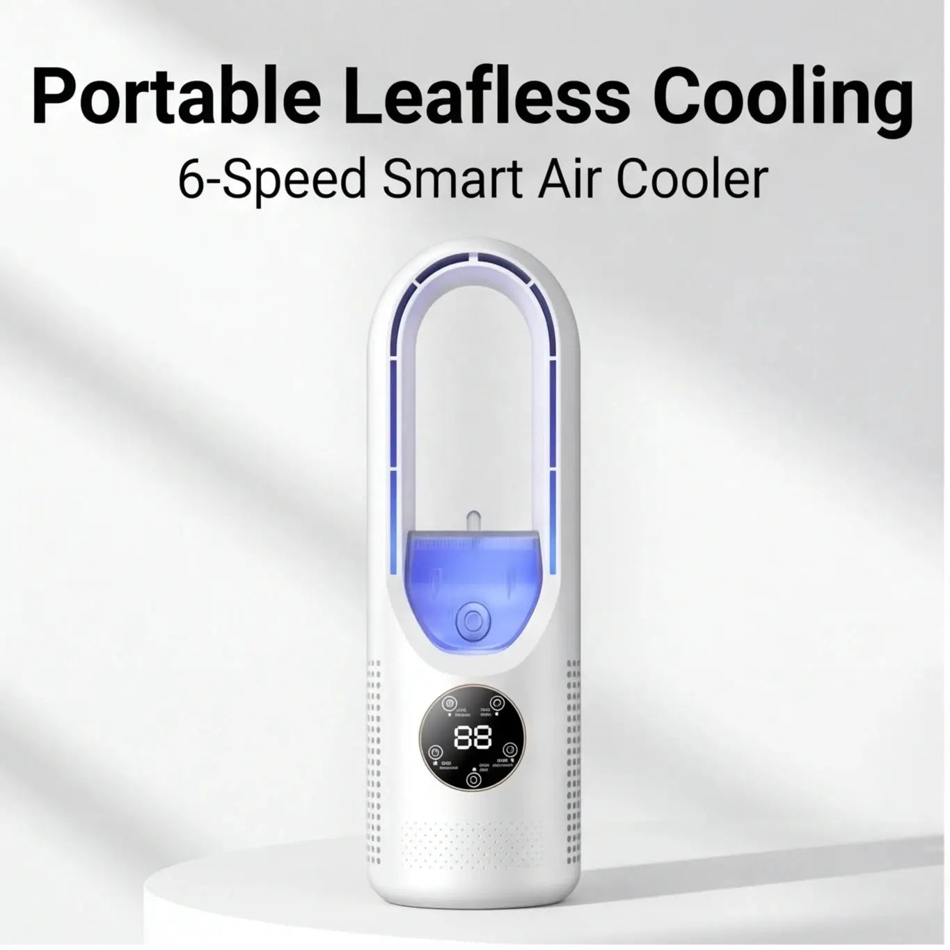 Mini Air Cooler | 6 Wind Speed Settings | LED Display | Night Light