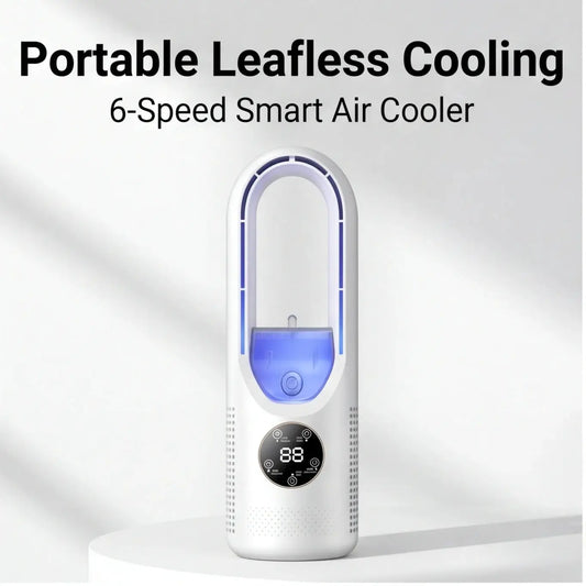 Mini Air Cooler with Humidification Cooling Fan Air Conditioning Fan LED Display 6 Wind Speed Settings Night Light from PriceLows™