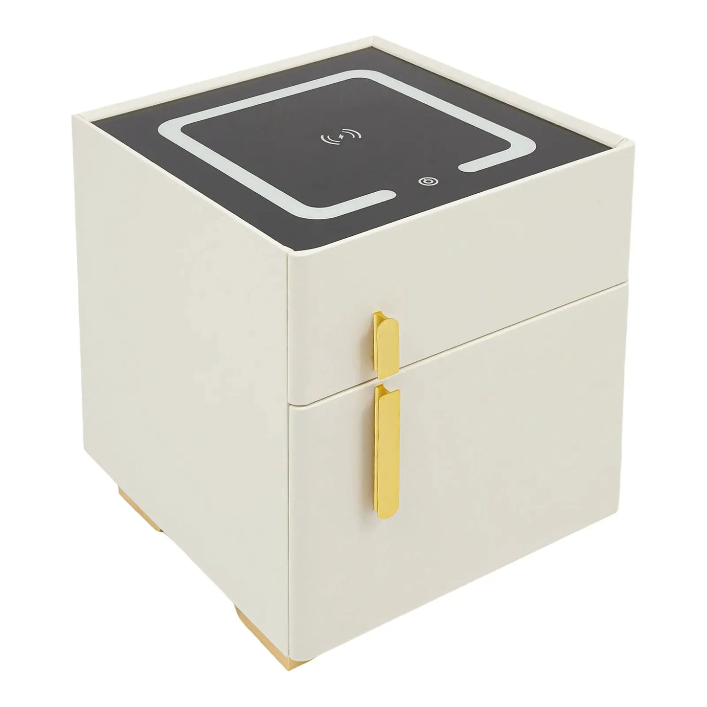 Smart Nightstand w/ Drawer & Safe Wireless Charging Nightstand Solid Wood Night Stand w/ 2 Drawers LED Bedside Tables for Bedroo from PriceLows™