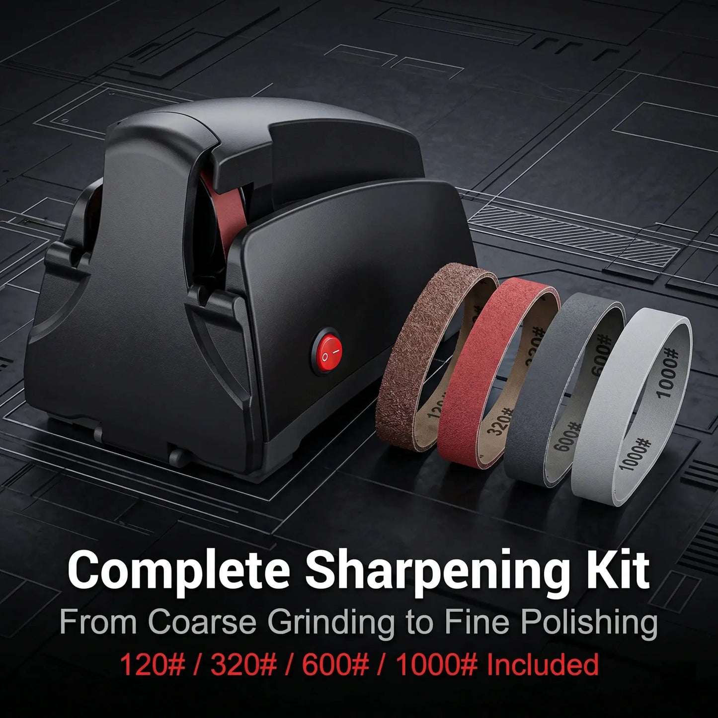 Electric Belt Sharpener | 4 Grits 120 320 600 1000 | Knife Sharpening