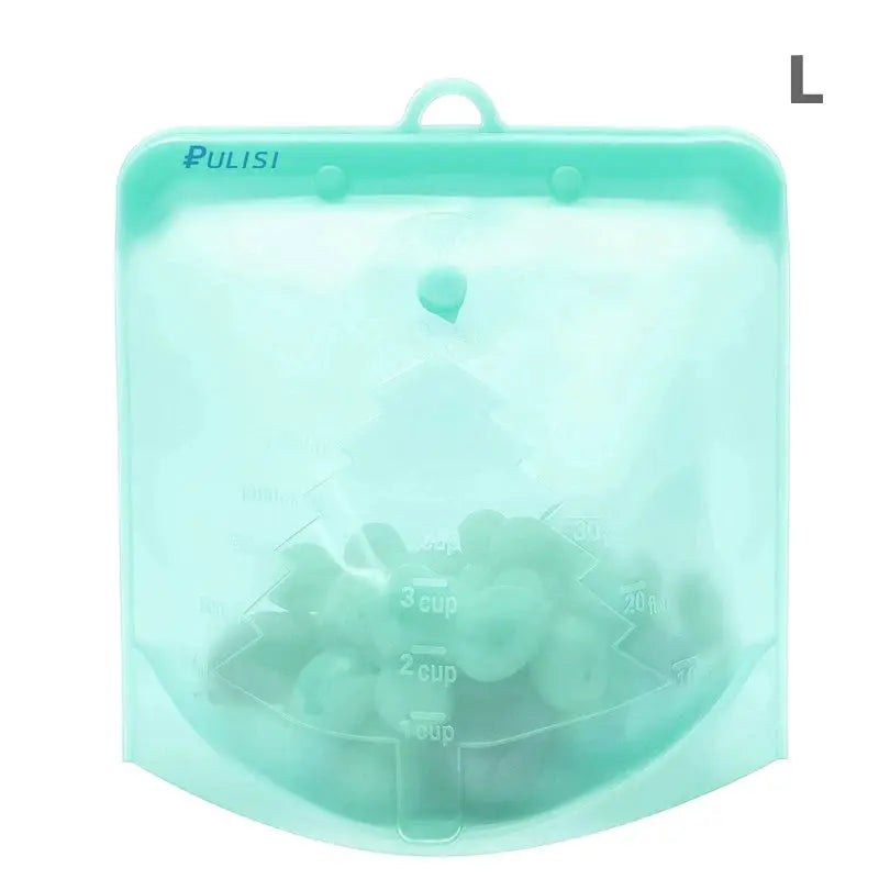 Silicone Reusable Food Bag | Capacities 500ml 1000ml 1500ml | Leakproof | Green