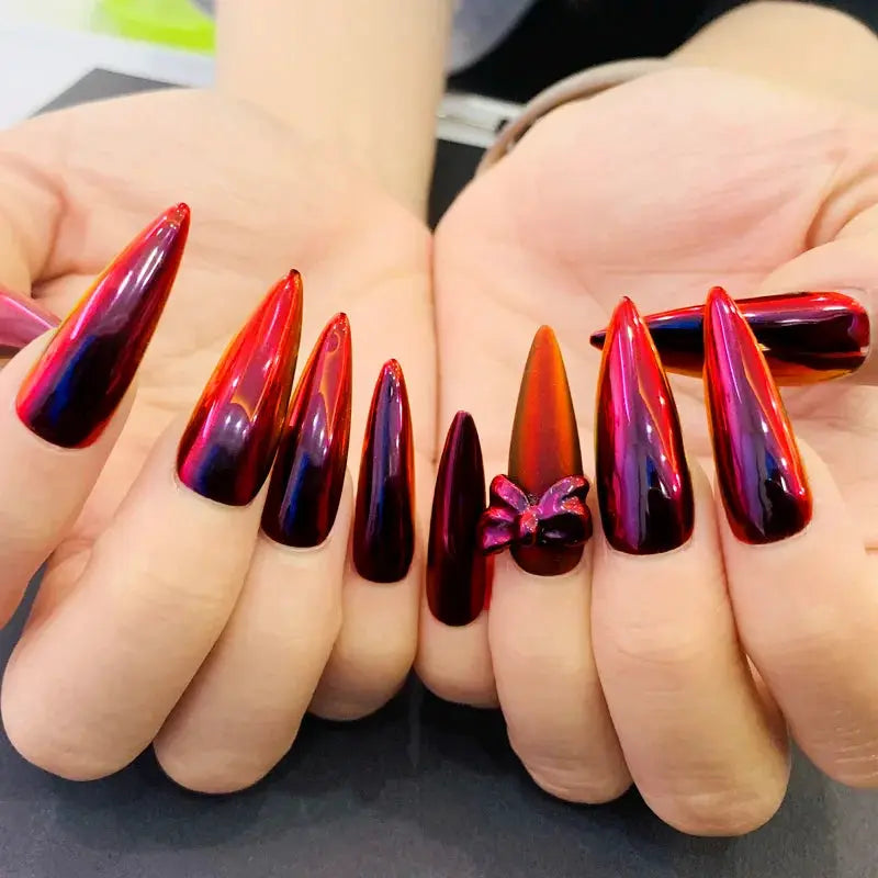 HNDO Red-Black Gradient Colors Nail Mirror Chrome Powder Glitter Chameleon Professional Manicure Pigment Dust TE31 from PriceLows™