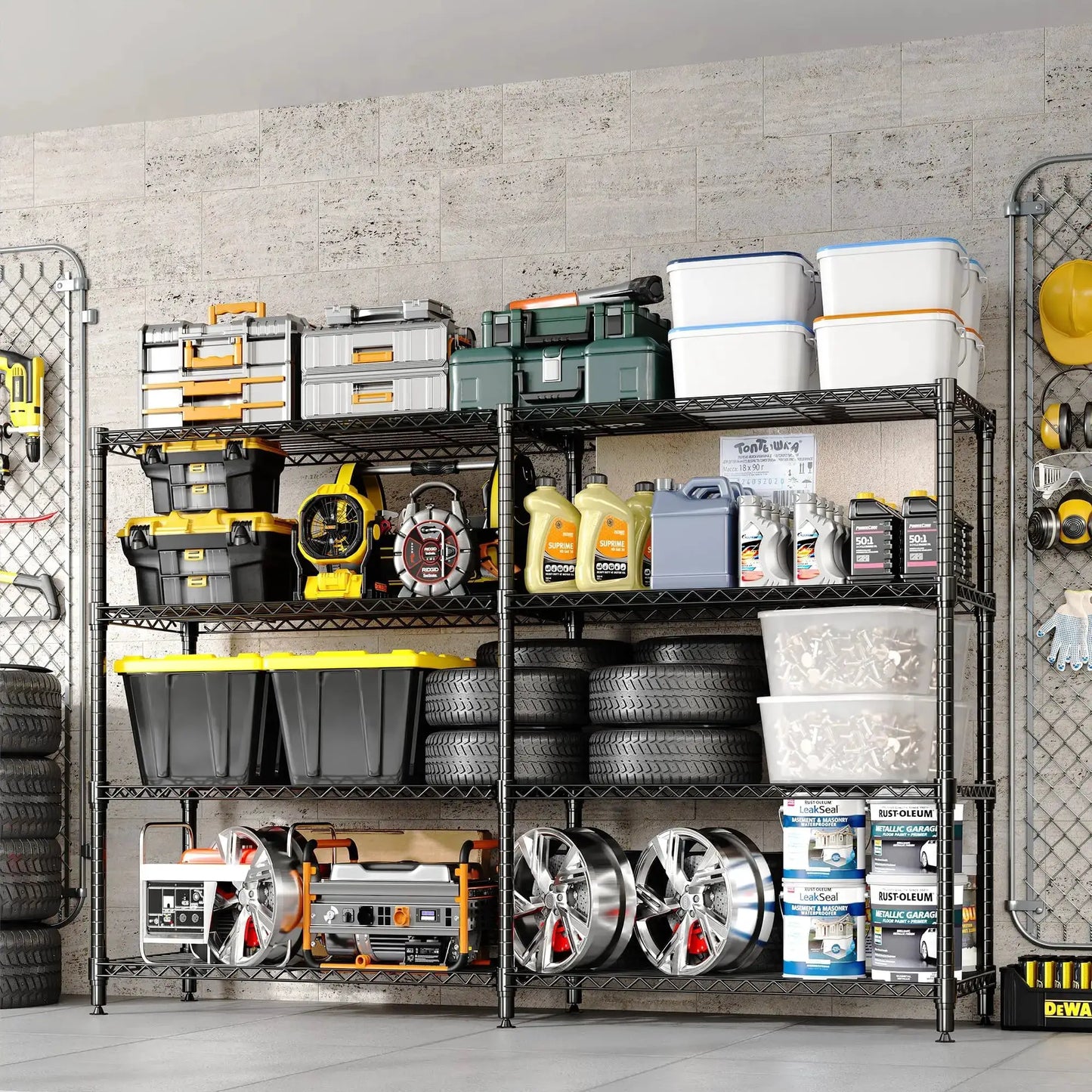 4-Tier Heavy Duty Metal Shelving Unit, Adjustable Height & Feet, Sturdy Thickened Construction, High Weight Capacity, Easy to Assemble for Garage, Pantry, Basement, Kitchen, 13.8" D x 59" W x 59.5" H from PriceLows™