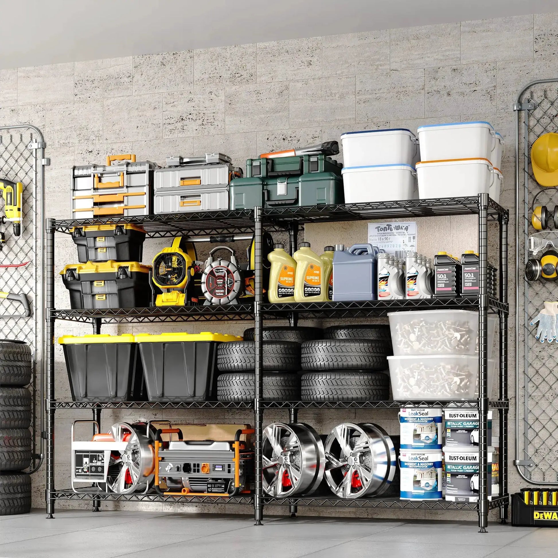 4-Tier Heavy Duty Metal Shelving Unit, Adjustable Height & Feet, Sturdy Thickened Construction, High Weight Capacity, Easy to Assemble for Garage, Pantry, Basement, Kitchen, 13.8" D x 59" W x 59.5" H from PriceLows™