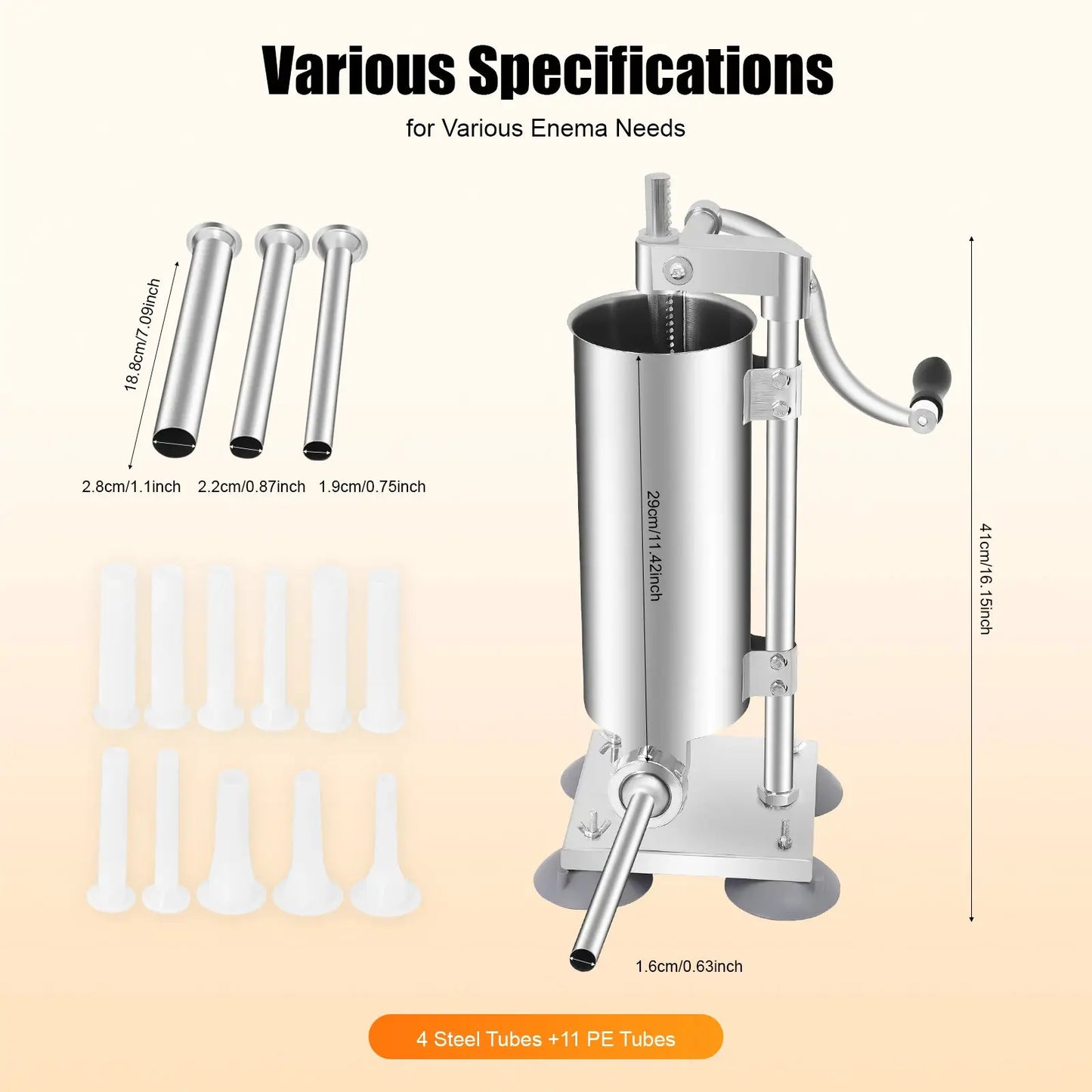 3L/6lbs Manual Sausage Stuffer, Home Use Vertical Sausage Filler Machine with 6 Different Inner Diameter Tubes from PriceLows™