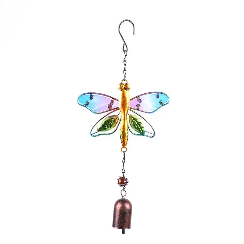 Wind Chime Hummingbirds Dragonflies Metal Glass Painted Crafts Hanging Pendants Bell Aluminum Pipe Home Courtyard Hanging Decors from PriceLows™
