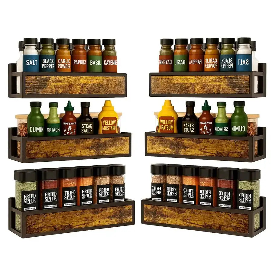 Rack Wall Mount 6 Pack, SpaceSaving Seasoning Organizer,Screw or Adhesive Hanging Spice Rack Organizer for Kitchen Cabinet and W from PriceLows™