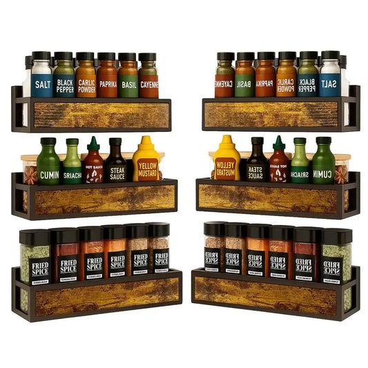 Rack Wall Mount 6 Pack, SpaceSaving Seasoning Organizer,Screw or Adhesive Hanging Spice Rack Organizer for Kitchen Cabinet and W from PriceLows™