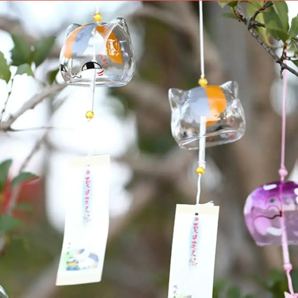 Glass Cat Pattern Wind Chime Creative Japanese Cat Pendant Home Garden Hanging Decor DIY Gift from PriceLows™