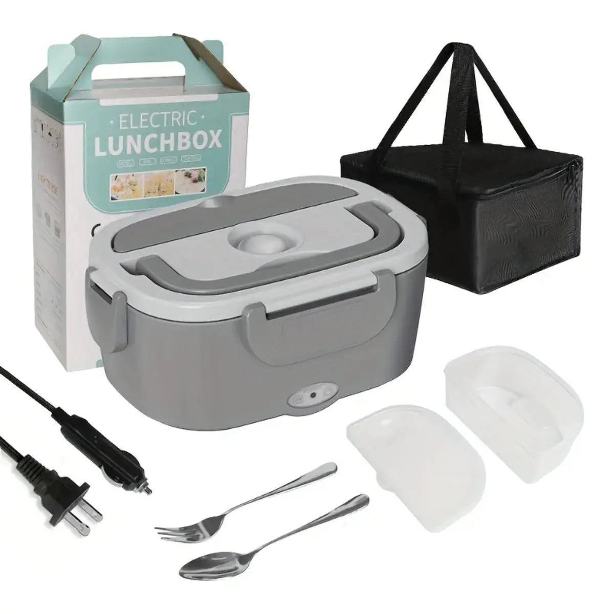 New US Standard Electric Lunch Box Double Compartment Portable Food Heater 110V-240V 12V 24V for Home Car Camping from PriceLows™