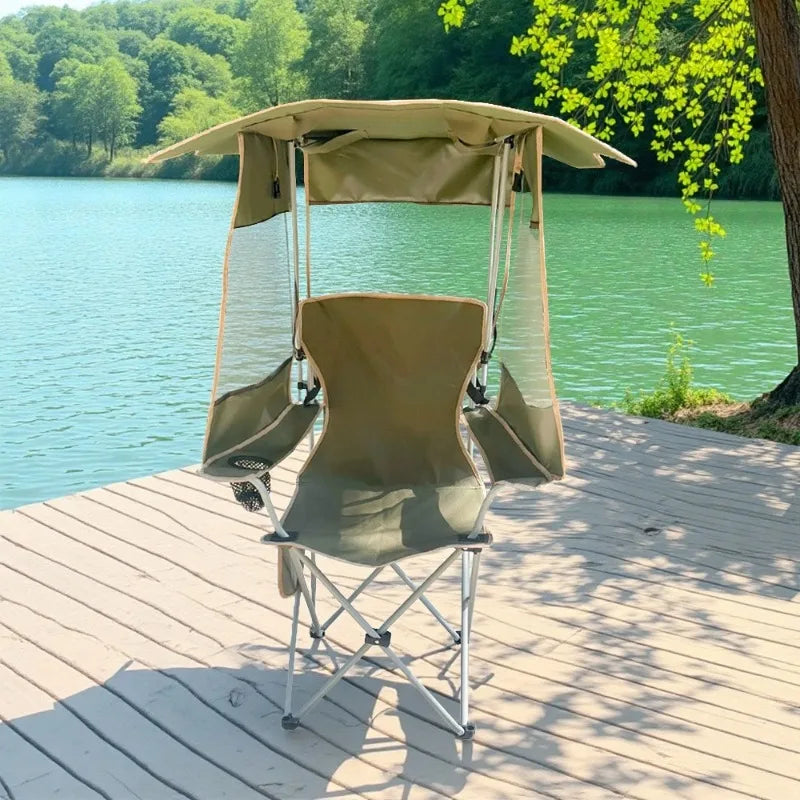 Outdoor Folding Chair | Sunshade Canopy | Iron Frame
