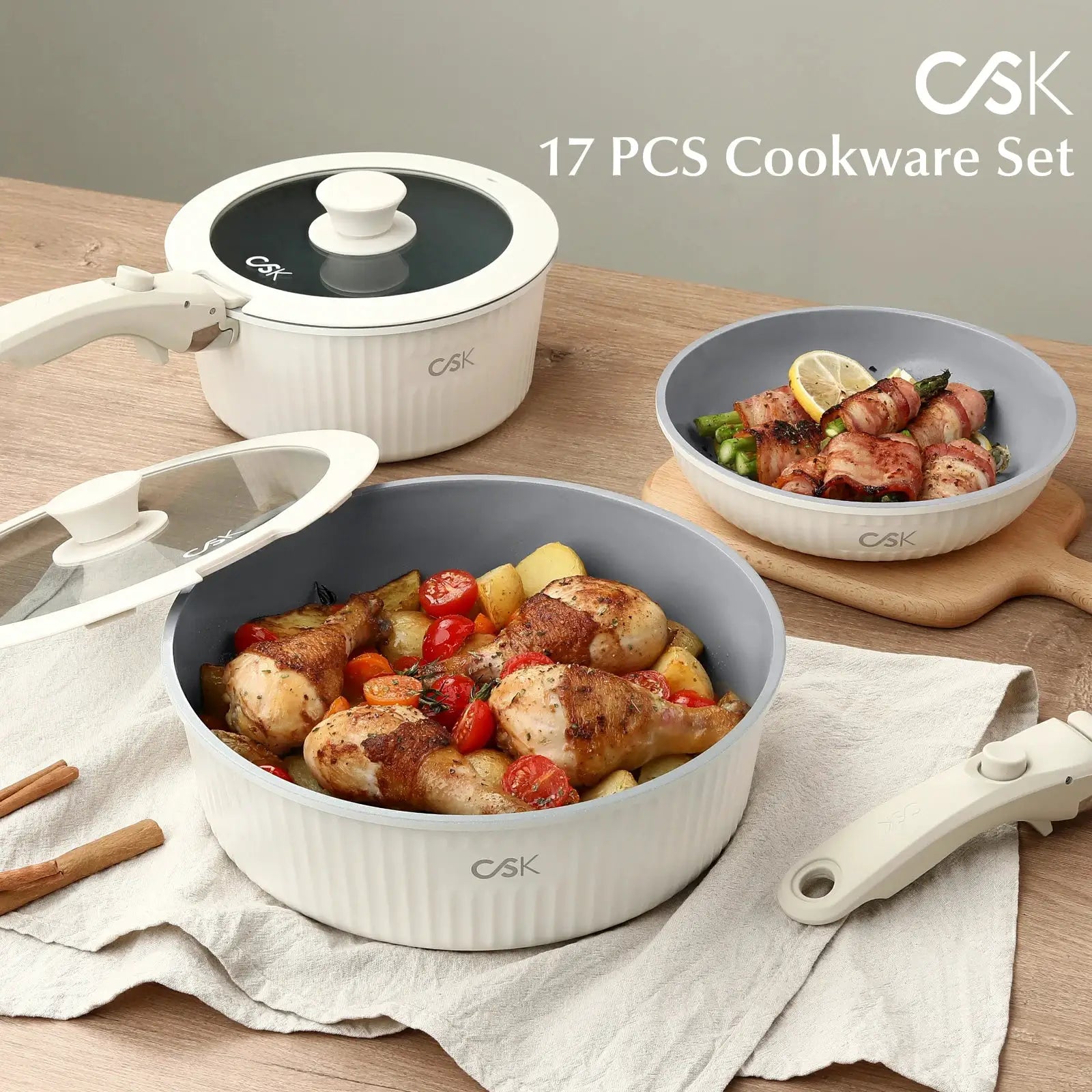 KOCH SYSTEME CS Pots and Pan Cookware Set 17PCS, Non Stick Ceramic Cookware Set with Pots Protectors,Kitchen Induction Cookware from PriceLows™