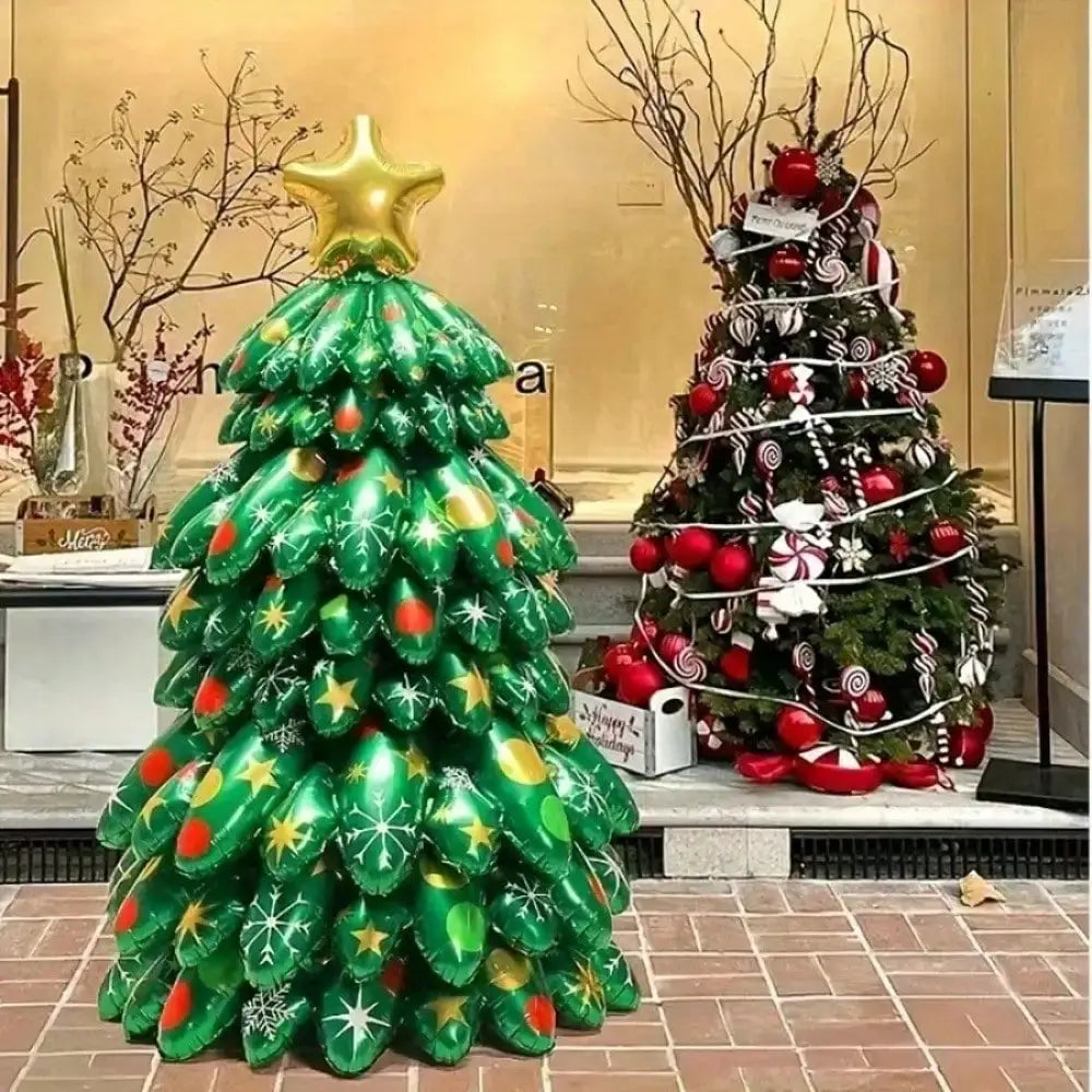 Christmas Tree Foil Balloons | 9 Pcs | 51 Inch Self Standing | Xmas Decor