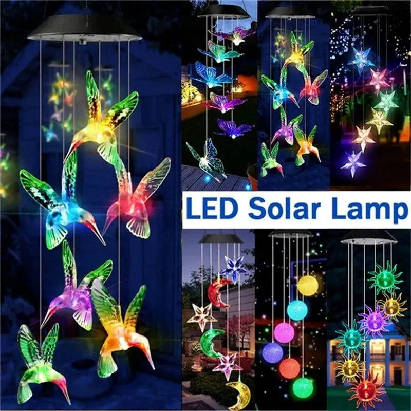 LED Solar Wind Chime Crystal Ball Hummingbird Wind Chime Light Color Changing Waterproof Hanging Solar Light For Home Garden from PriceLows™