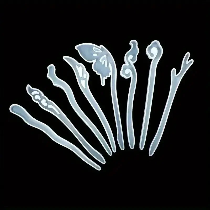 Silicone Hairpin Mold | 8-Piece Set | Jewelry Clip Resin Molds | DIY Production