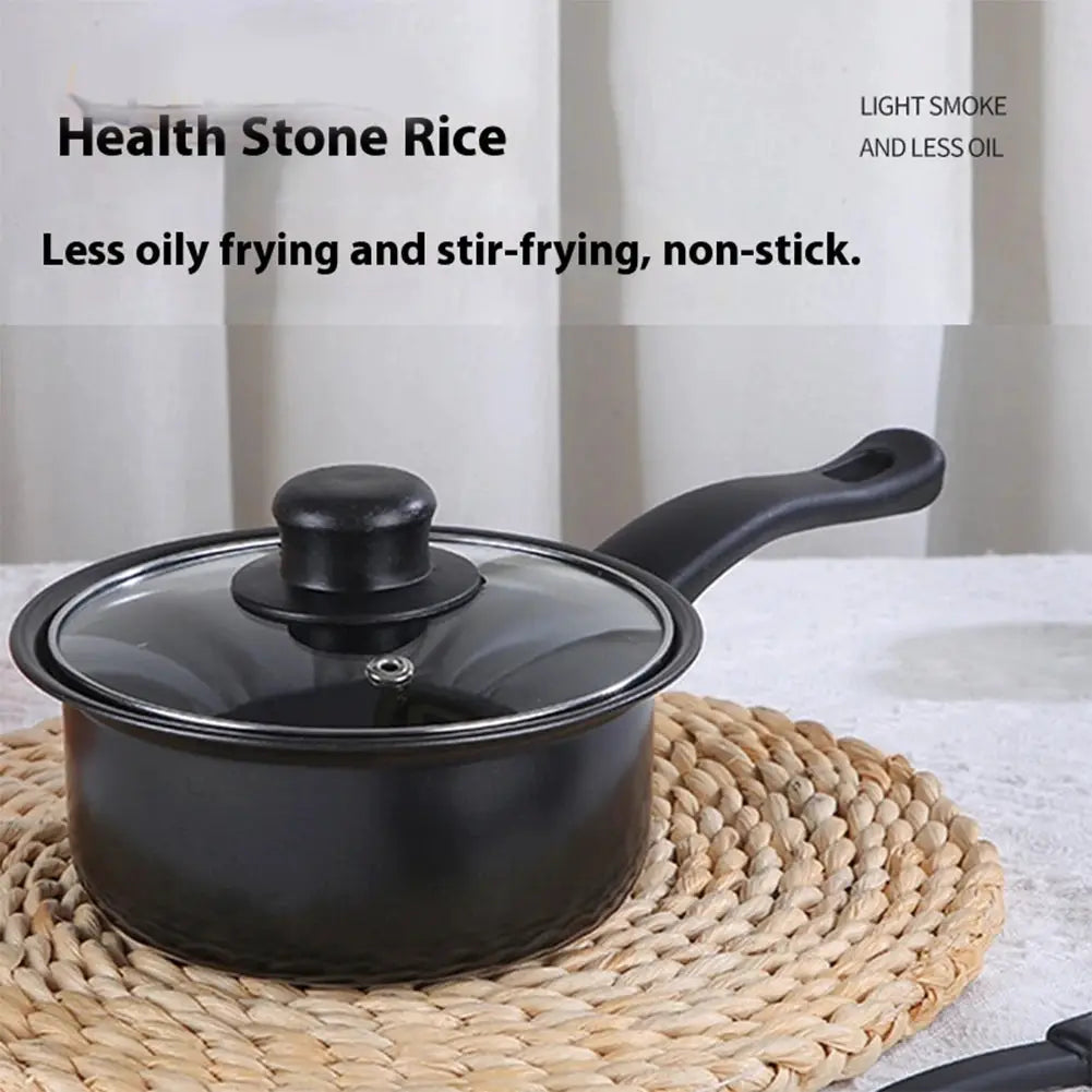 12-Piece Non-Stick Cookware Set Cooking Pot with Lid Milk Pot Maifan Stone Frying Pan Cooking Pot Set for All Hob from PriceLows™