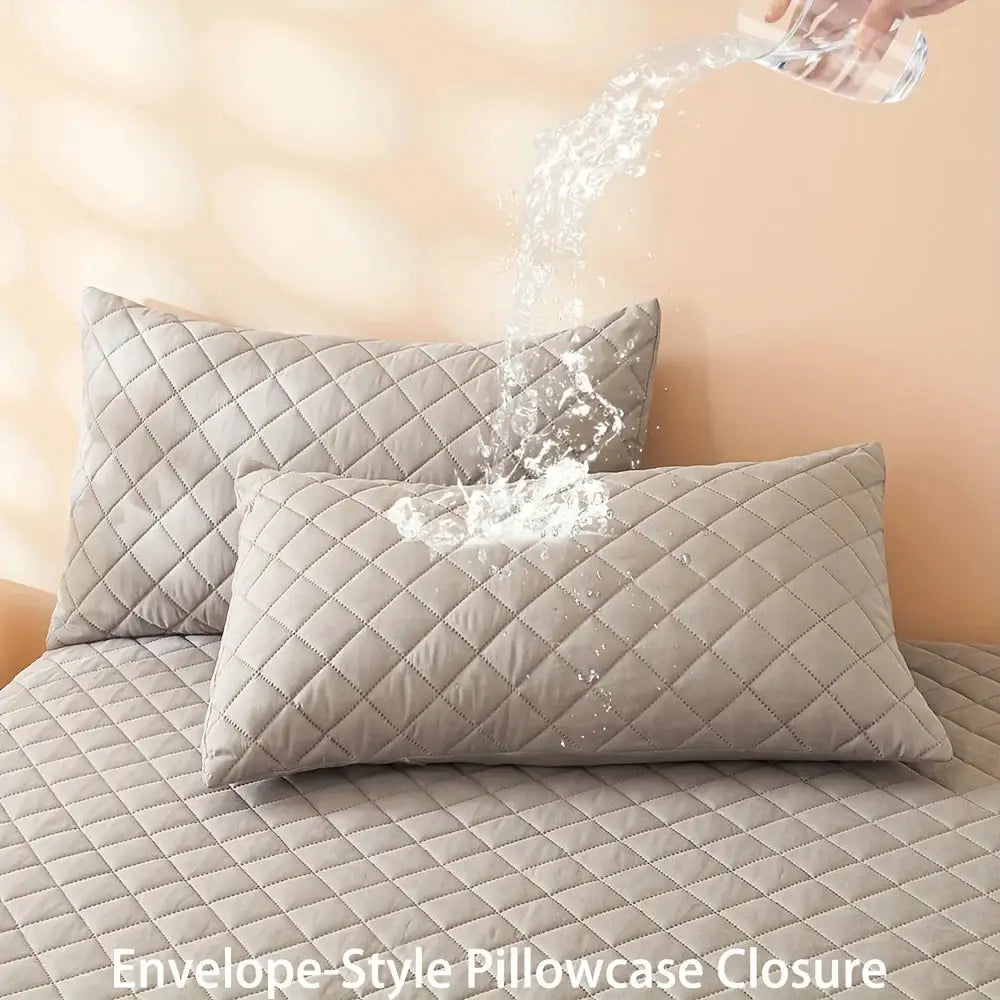 2/3pcs High Quality Waterproof Mattress Protector Set With Ultra-Soft Envelope Pillowcase Closures, Noiseless Fitted Sheet from PriceLows™