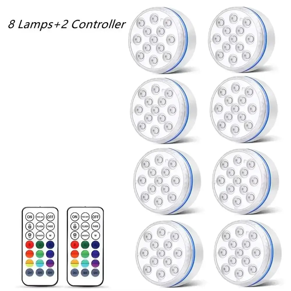 Updated IP68 Submersible Lights RGB Underwater Pool Lights with RF Remote Magnet Suction Cups Night Lamp for Pond Pool Aquarium from PriceLows™